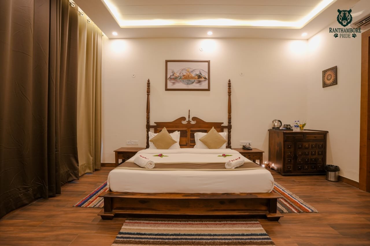 Deluxe guest room at The Ranthambore Pride resort in Sawai Madhopur