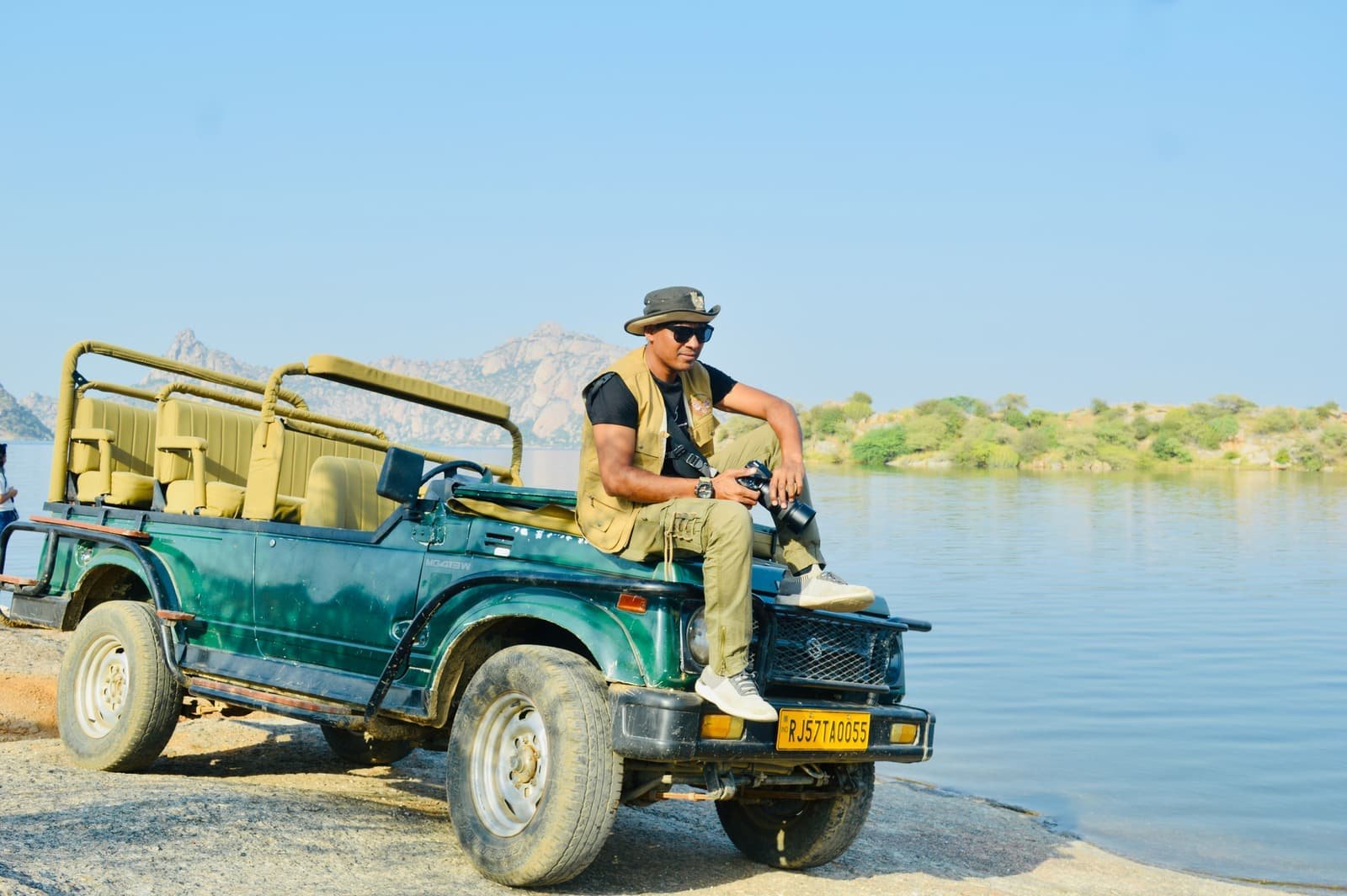 Open safari vehicle with tourists in Ranthambore National Park